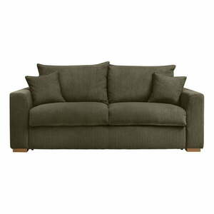 Zielonobrązowa sztruksowa rozkładana sofa 225 cm Augustin – Bobochic Paris obraz