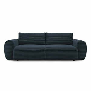 Ciemnoniebieska sztruksowa rozkładana sofa 257 cm Lucien – Bobochic Paris obraz