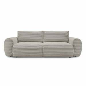 Jasnoszarobeżowa sztruksowa rozkładana sofa 257 cm Lucien – Bobochic Paris obraz