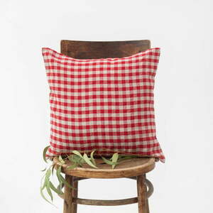 Lniana poszewka na poduszkę 50x50 cm Red Gingham – Linen Tales obraz