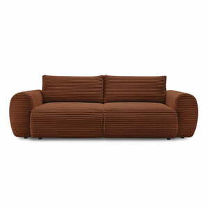 Ceglasta sztruksowa rozkładana sofa 257 cm Lucien – Bobochic Paris obraz