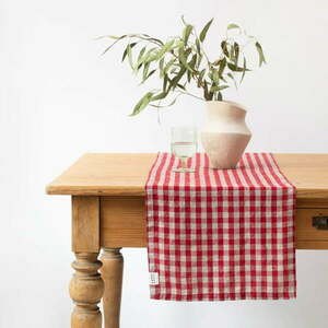 Lniany bieżnik 40x200 cm Red Gingham – Linen Tales obraz