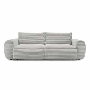 Jasnoszara sztruksowa rozkładana sofa 257 cm Lucien – Bobochic Paris obraz