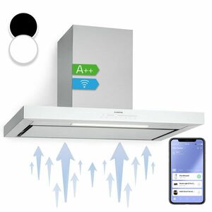 Klarstein Alinea 90 Smart, okap kuchenny przyścienny, kominowy, 90 cm, Wi-Fi, A++, 500 m³/h, panel dotykowy obraz