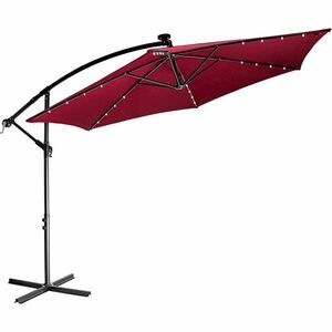 STILISTA Parasol ogrodowy z rączką 3, 5m, czerwony + LED obraz