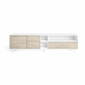 Biało-naturalna szafka pod TV w dekorze dębu 180x47 cm Roald – Marckeric obraz