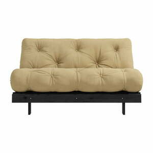 Musztardowa rozkładana sofa 140 cm Roots Black Night – Karup Design obraz