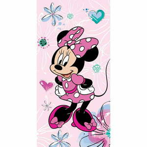 Różowy bawełniany ręcznik dziecięcy 70x140 cm Minnie – Jerry Fabrics obraz