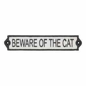 Żeliwna tabliczka 26x5 cm Beware of the Cat – Esschert Design obraz