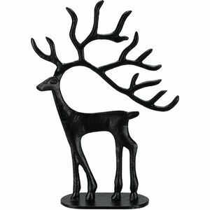 Świąteczna dekoracja aluminiowa Black reindeer, 23 x 31, 5 x 8 cm obraz