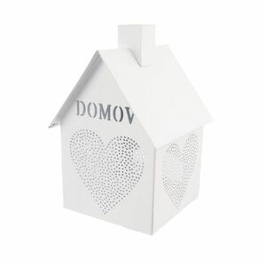 InDecor Metalowy świecznik House - Home biały, 12x 12 x 17 cm obraz