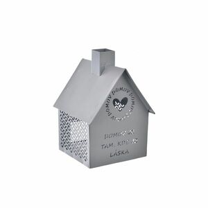 InDecor Metalowy świecznik Little house szary, 12x 12 x 15 cm obraz