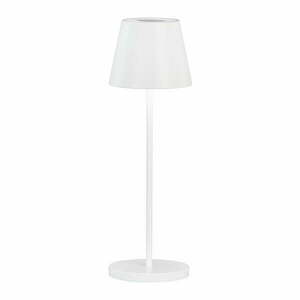 Biała lampa stołowa LED ze ściemniaczem z metalowym kloszem (wysokość 34 cm) Cosenza 2.0 – Fischer & Honsel obraz