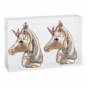 Bombki zestaw 2 szt. 10 cm Unicorn – Casa Selección obraz