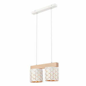 Lampa wisząca w biało-naturalnym kolorze z tekstylnym kloszem ø 44 cm Ulle – LAMKUR obraz