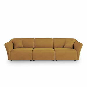 Musztardowa sofa z materiału bouclé 292 cm Tokyo – Cosmopolitan Design obraz