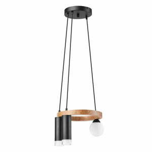 Czarna/w naturalnym kolorze lampa wisząca ze szklanym kloszem ø 35 cm Java – LAMKUR obraz