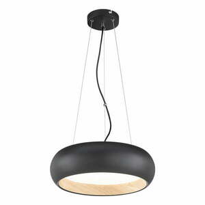 Czarna lampa wisząca LED ze ściemniaczem z metalowym kloszem ø 40 cm Wood – Fischer & Honsel obraz