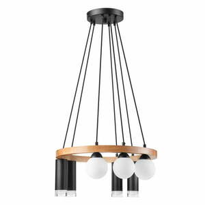 Lampa wisząca w czarno-naturalnym kolorze ze szklanym kloszem ø 55 cm Java – LAMKUR obraz