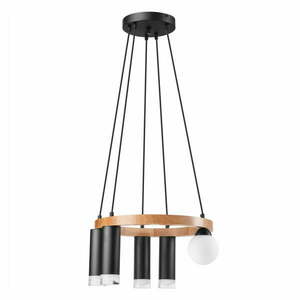 Lampa wisząca w czarno-naturalnym kolorze ze szklanym kloszem ø 45 cm Java – LAMKUR obraz