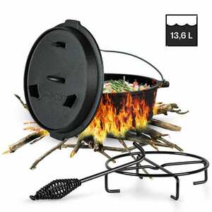 Klarstein Guernsey, garnek żeliwny, Premium, grill i BBQ, nóżki, rozmiar XL/11, 5 l obraz