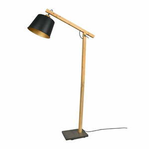 Czarna/w naturalnym kolorze lampa stojąca z metalowym kloszem (wysokość 156 cm) Harris – Trio obraz