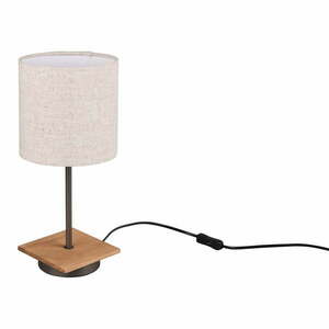 Beżowa/w naturalnym kolorze lampa stołowa z tekstylnym kloszem (wysokość 40 cm) Elmau – Trio obraz