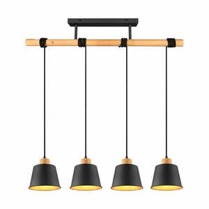 Czarna/w naturalnym kolorze lampa wisząca z metalowym kloszem ø 18 cm Harris – Trio obraz