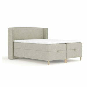 Jasnoszare łóżko boxspring ze schowkiem 200x200 cm Monpelli – Maison de Rêve obraz