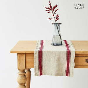 Lniany bieżnik 40x200 cm Red Stripe Vintage – Linen Tales obraz