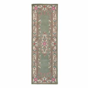 Zielony wełniany chodnik Flair Rugs Aubusson, 67x210 cm obraz