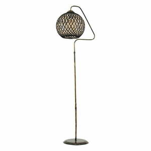 Lampa stojąca w czarno-złotym kolorze z kloszem z juty (wysokość 154 cm) – Opviq lights obraz