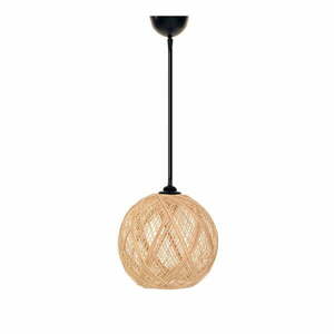 Czarno-naturalna lampa wisząca z kloszem z juty ø 24 cm – Opviq lights obraz