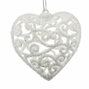 Ozdoba świąteczna Carlita Heart biała, 10 x 10 x 2 cm, plastik obraz