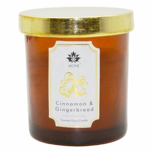 Świeczka Arome Candle w kolorowym szkle zpokrywką, Cinnamon & Gingerbread, 125 g obraz