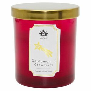 Arome Candle w kolorowym szkle z pokrywką, Cardamom & Cranberry, 125 g obraz