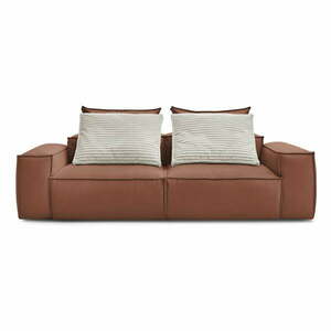 Ciemnobrązowa sofa z imitacji skóry 260 cm Boheme – Bobochic Paris obraz