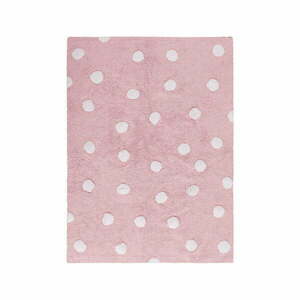 Różowy bawełniany dywan dziecięcy tkany ręcznie odpowiedni do prania 120x160 cm Polka Dots Pink – Lorena Canals obraz