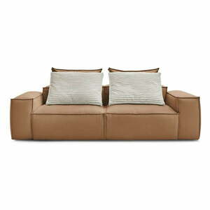 Brązowa sofa z imitacji skóry 260 cm Boheme – Bobochic Paris obraz