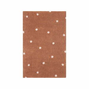 Ceglasty bawełniany dywan dziecięcy tkany ręcznie odpowiedni do prania 100x150 cm Mini Dot Chestnut – Lorena Canals obraz