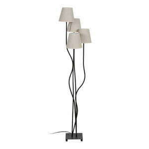 Czarno-kremowa lampa stojąca z tekstylnym kloszem (wysokość 138 cm) – Ixia obraz