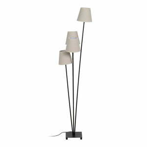 Czarno-kremowa lampa stojąca z tekstylnym kloszem (wysokość 144 cm) – Ixia obraz