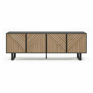 Czarno-naturalna szafka pod TV w dekorze dębu 161x55x35 cm Alana – Marckeric obraz