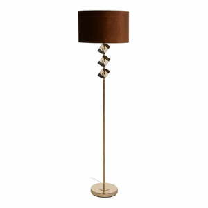 Lampa stojąca w brązowo-złotym kolorze z tekstylnym kloszem (wysokość 163 cm) – Ixia obraz