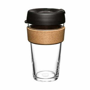 Czarny/brązowy kubek podróżny 454 ml Brew Cork Black L – KeepCup obraz