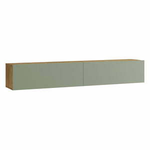 Zielono-naturalna szafka pod TV w dekorze sosny 180x30x32 cm – Kalune Design obraz