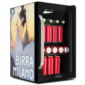 Klarstein Beersafe 70 Birra Milano Edition, lodówka na napoje, chłodziarka, 70 l, 3 półki, panoramiczne szklane drzwi, stal nierdzewna obraz