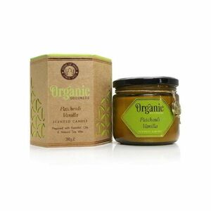 Organiczna świeca Patchouli Vanilla 200 g wbursztynowym szkle obraz