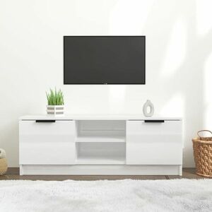 vidaXL Szafka pod TV, wysoki połysk, biała, 100x35x55 cm obraz