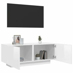 vidaXL Szafka pod TV, wysoki połysk, biała, 100x35x40 cm obraz